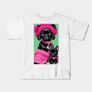 Frenchie Mama With Her Pup Kids T-Shirt